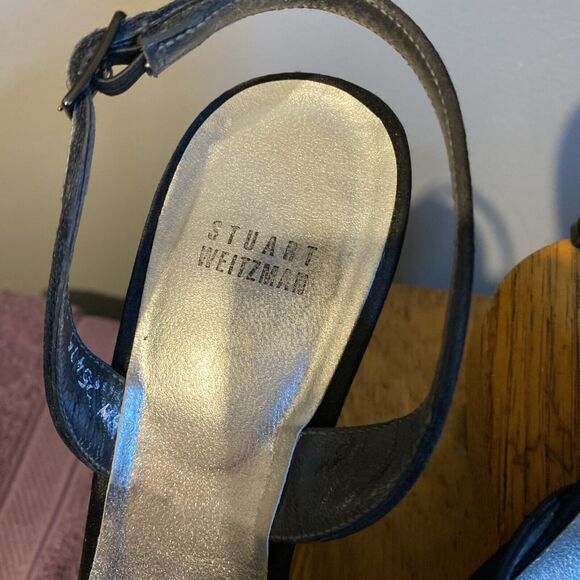 Stuart Weitzman Women's Open Toe Pumps Sling Back Bling 10M 4” Heals - Picture 5 of 8